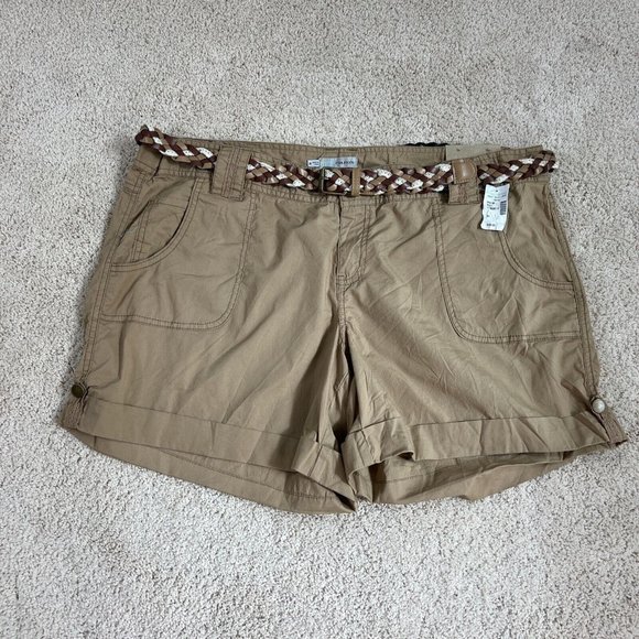 Maurices Pants - Maurices Womens Shorts Size 20 Brown Kaki Cuffed Belted NWT
